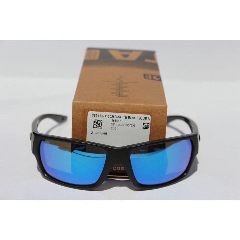 COSTA DEL MAR Tailfin 580G POLARIZED Sunglasses Black/Blue Mirror NEW - Picture 6 of 7